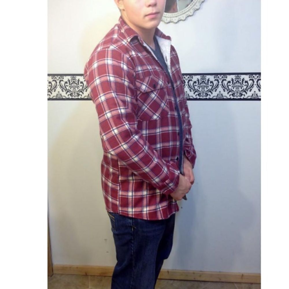 𝅺vintage Sears Quilted Plaid Flannel Shirt Medium - Picture 5 of 6